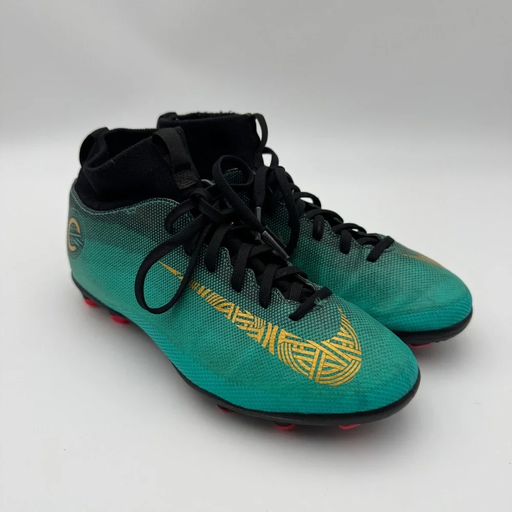 Nike Mercurial Superfly 6 CR7 MG Jade Gold Youth Soccer Cleats 5.5Y AJ3111-390